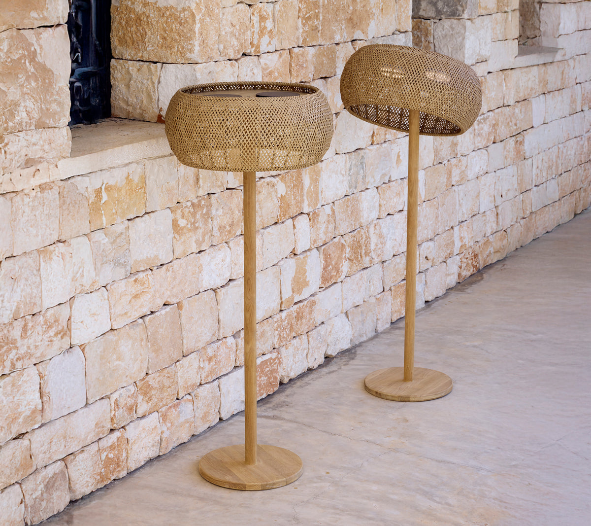 Cavaca Floor Lamp, Wooden/Wicker Floor Lamp In Natural Colours - View #8