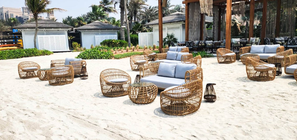Nest lounge furniture in natural color by the beach 