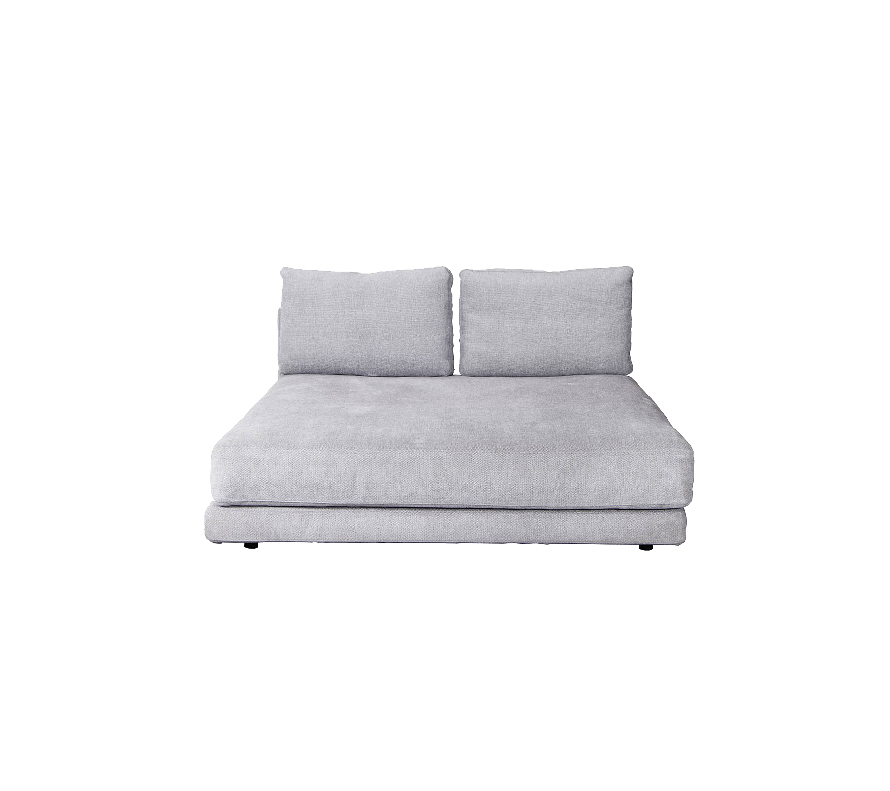 Stylish gray sofa with two back cushions, offering a modern and minimalist design ideal for contemporary spaces.