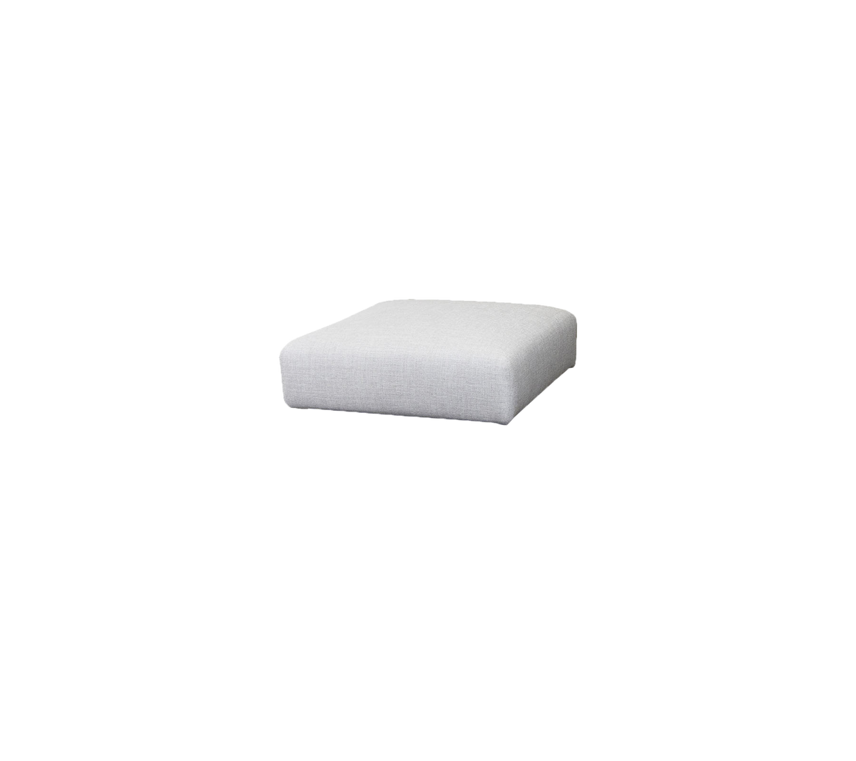 Square, minimalist cushion in a light fabric, perfect for versatile seating or decor enhancement. Simple and stylish design.