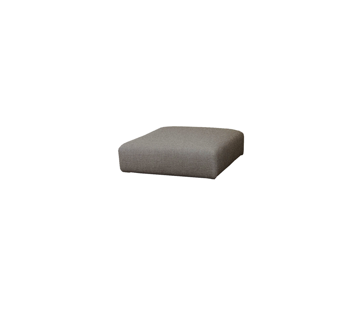Gray ottoman with a modern, minimalist design, featuring a soft fabric surface and clean lines, perfect for versatile seating or decor.