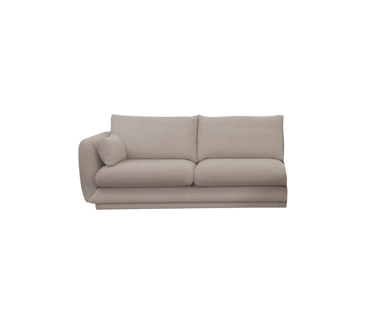 Light brown modern sofa with a minimalist design.