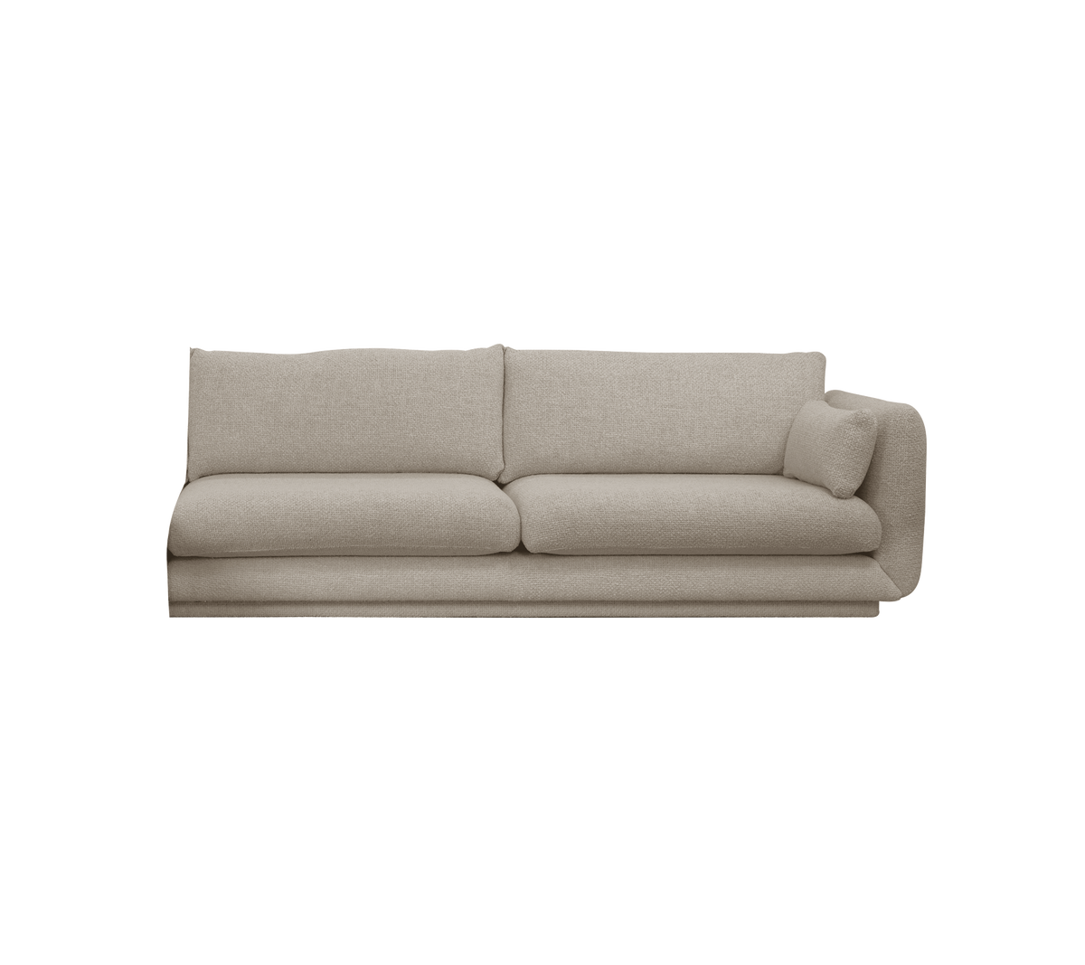 Modern sand-colored sofa with a relaxed design.