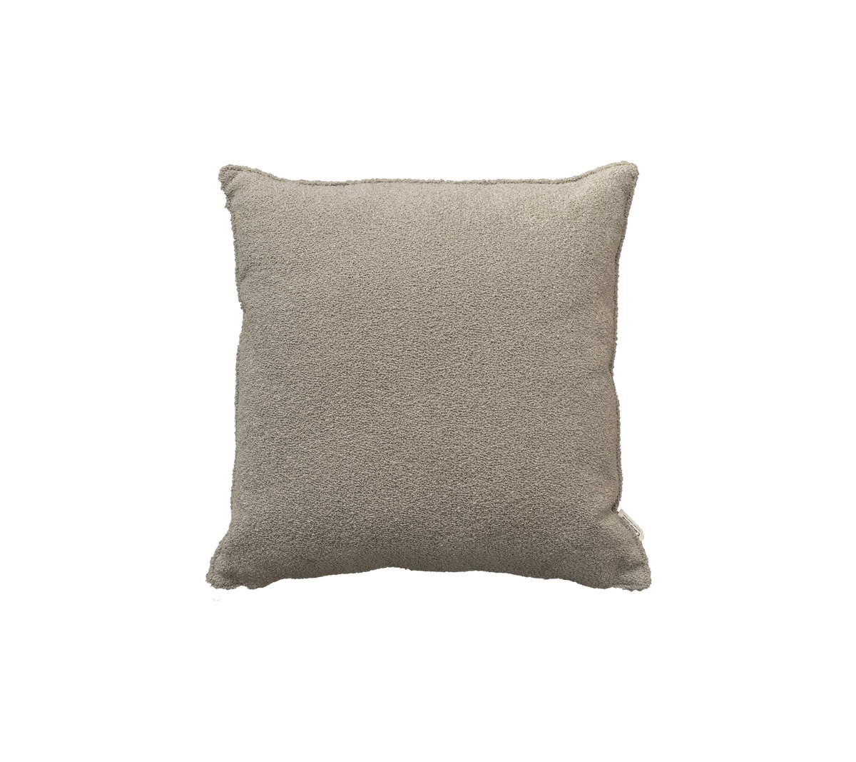 Textured square cushion in a neutral beige shade, designed for comfort and style in any setting.