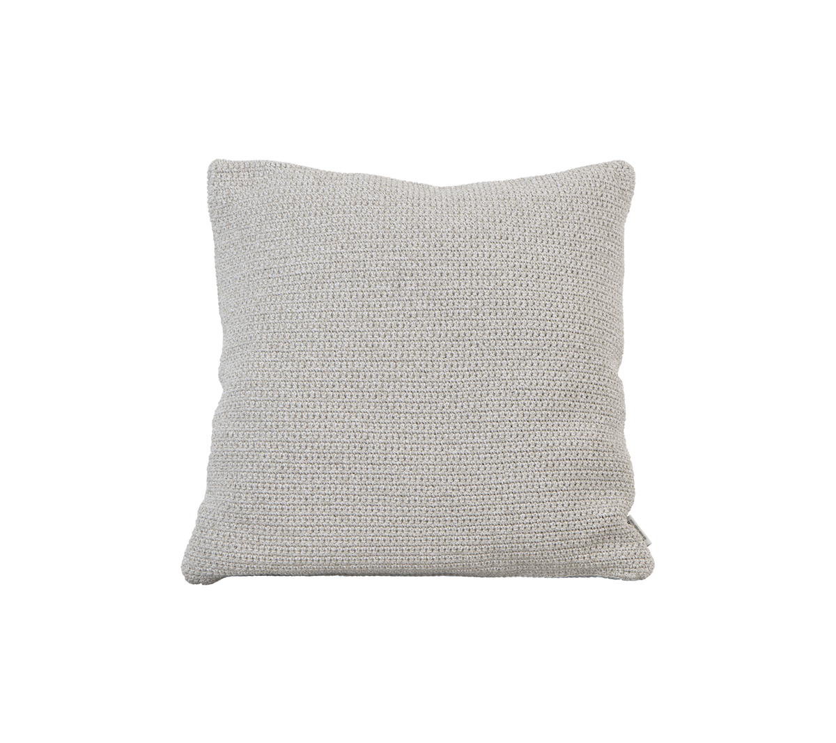 Textured square pillow in a soft, neutral color, perfect for adding comfort and style to any space.