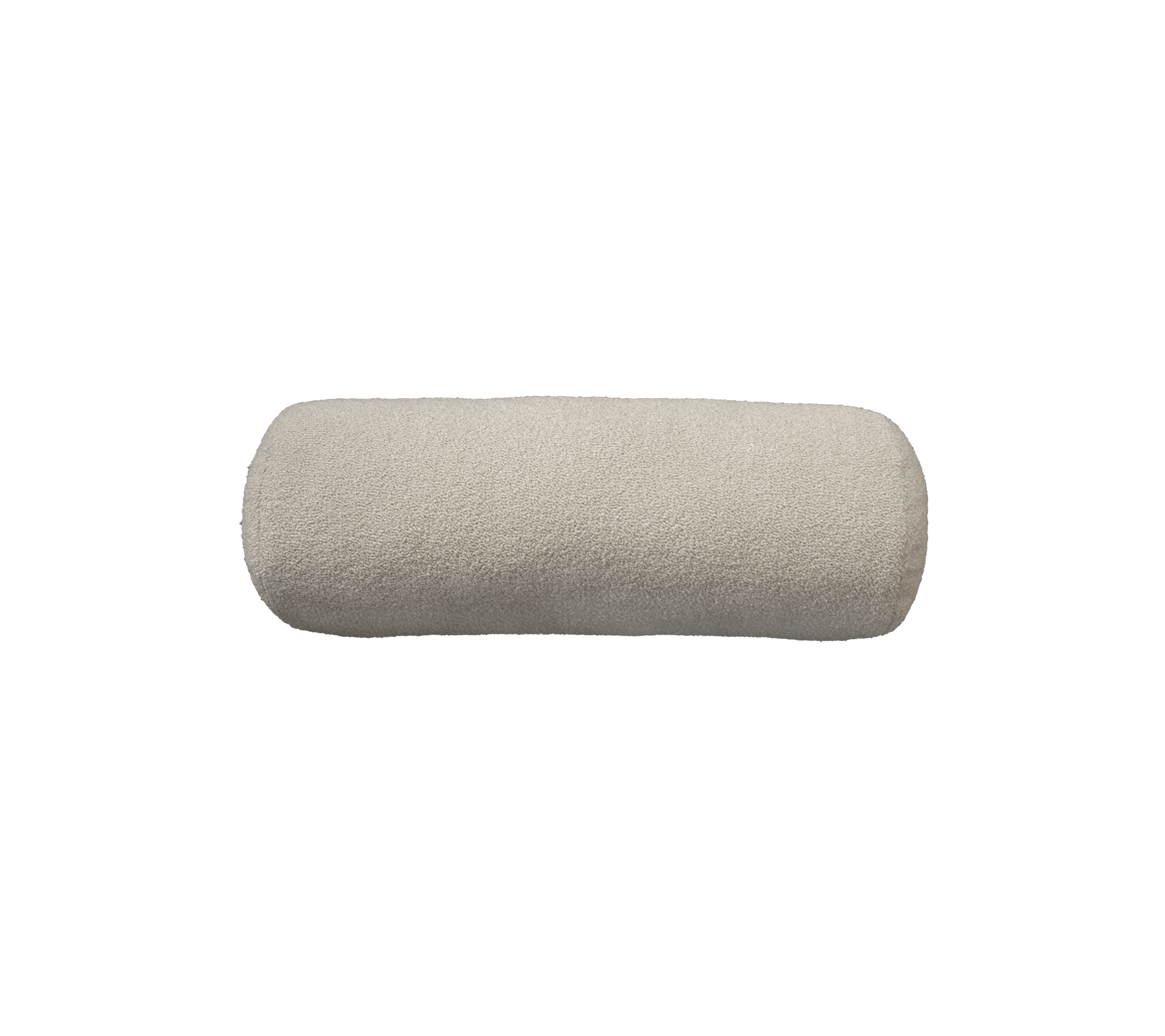 Light-colored cylindrical cushion designed for comfort and support. Ideal for various seating arrangements and relaxation purposes.