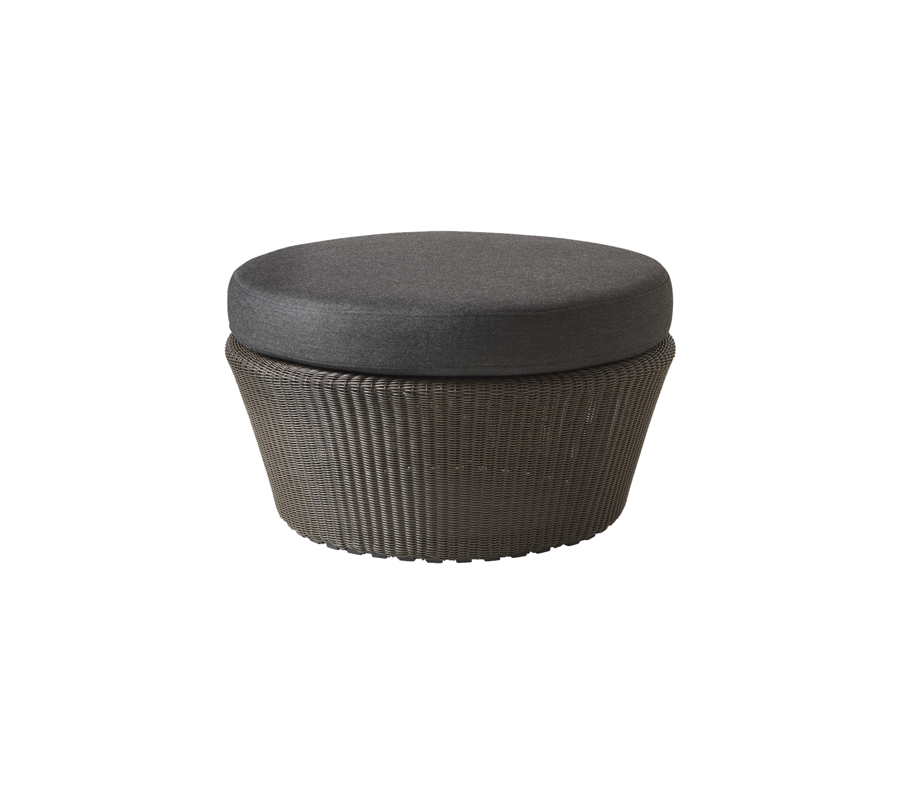 Round, woven storage container with a soft, removable lid, ideal for organizing items while adding a stylish touch.