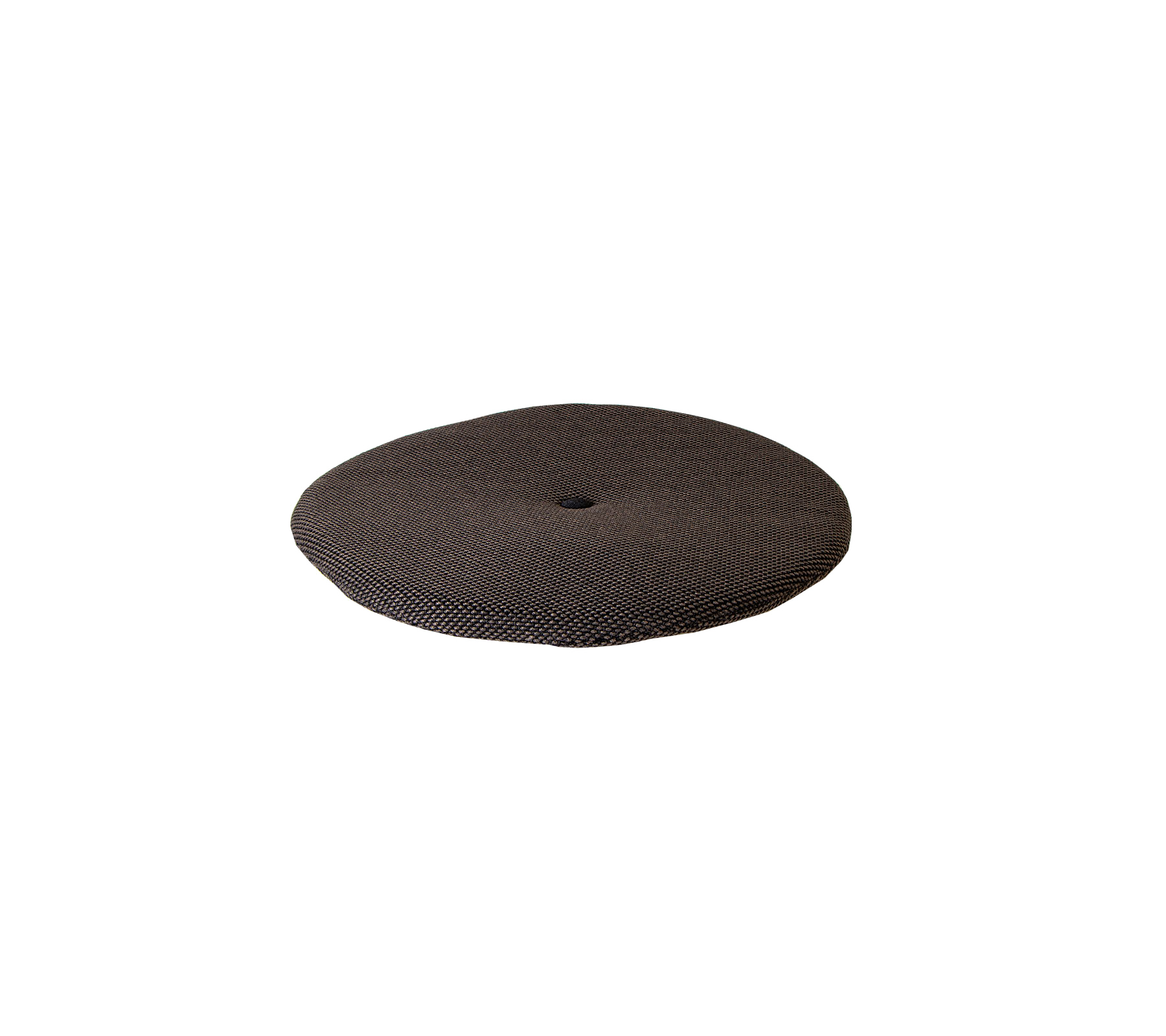 Round, textured cushion in a dark color, designed for comfort and support. Ideal for adding seating or decor.