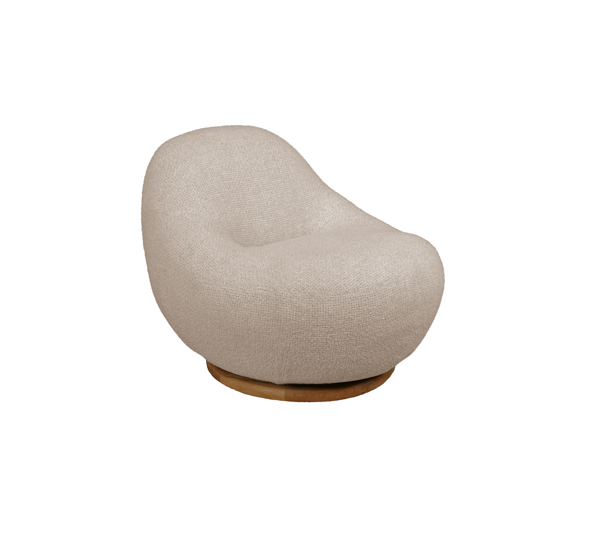 Modern sand-colored chair with a rounded design.