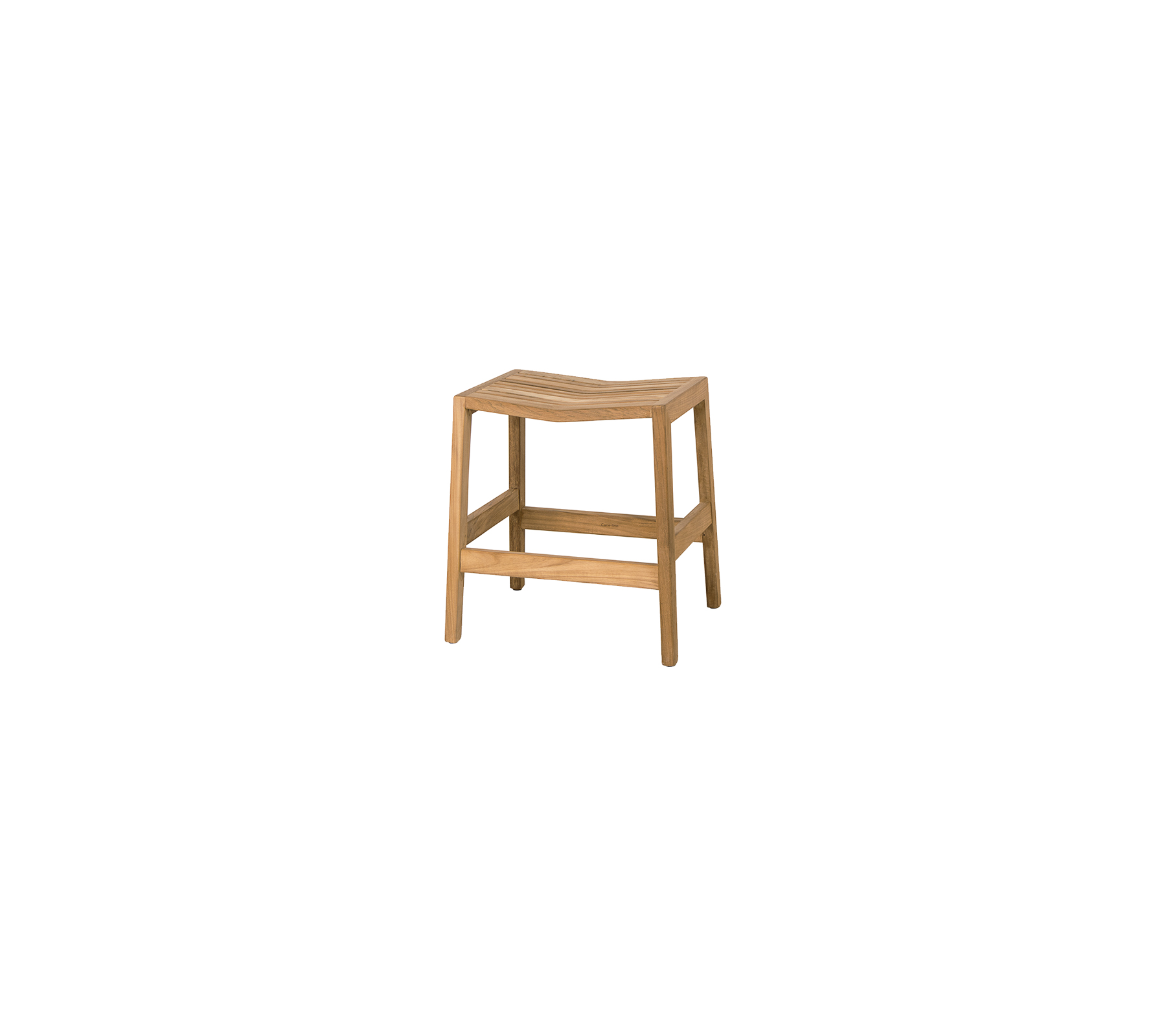 Natural wood stool with a simple design, featuring a flat seat and sturdy legs, ideal for various uses and spaces.