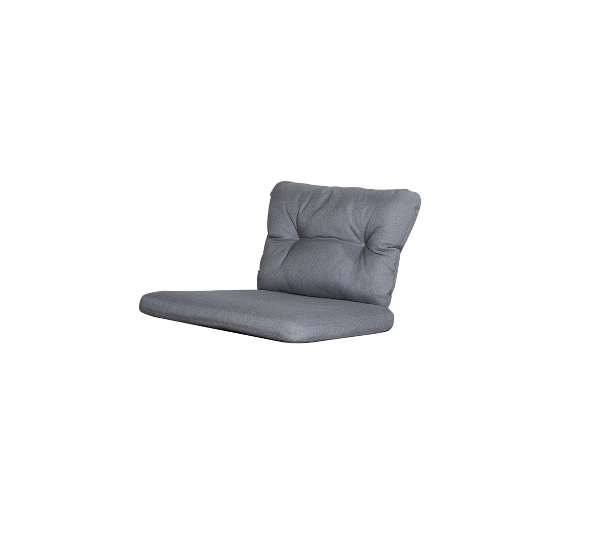 A sleek gray folding chair with a tufted backrest and seat, designed for comfort and style. Perfect for casual seating.