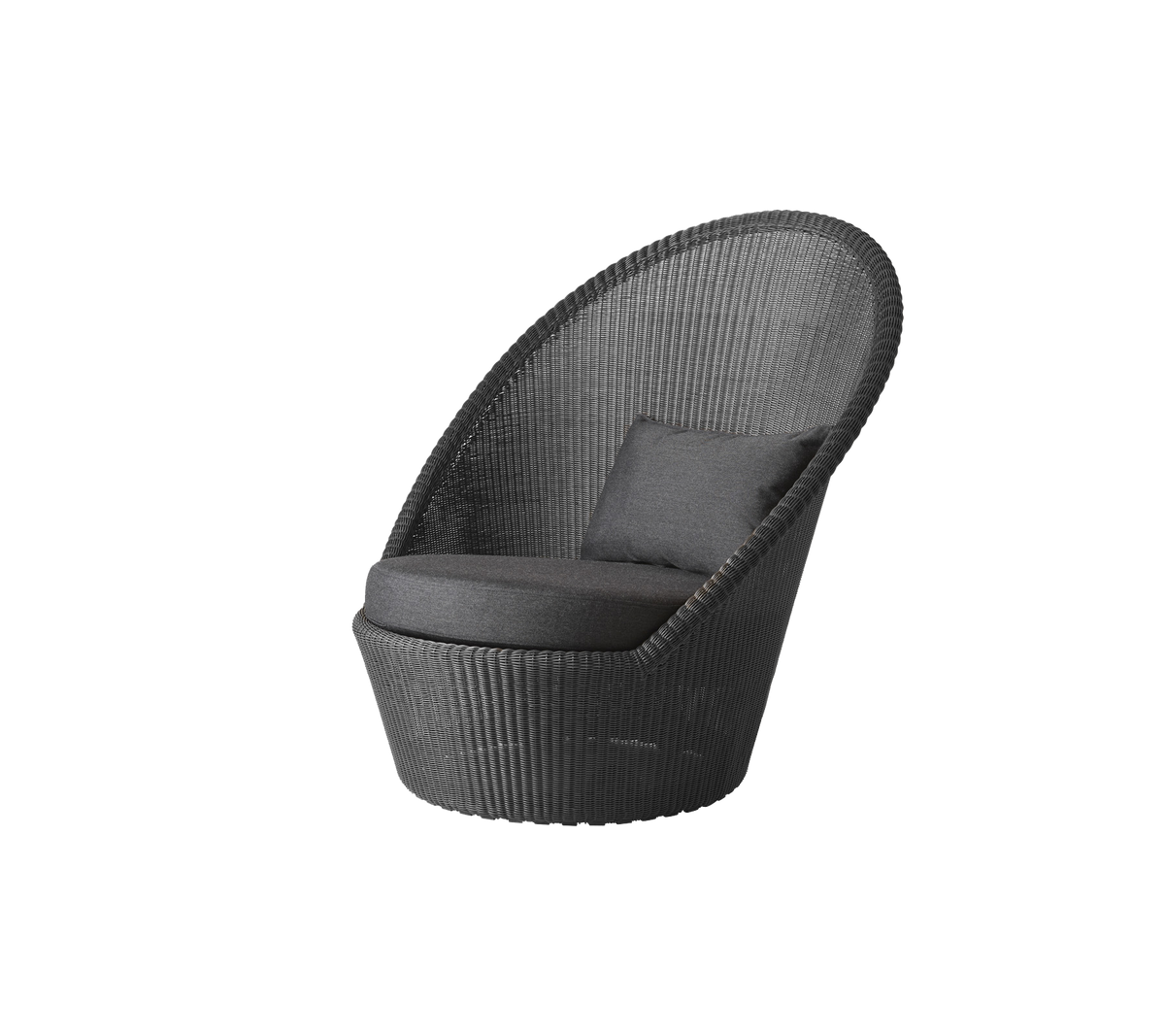Stylish, modern chair featuring a curved design with a comfortable cushion, perfect for relaxation and enhancing any space's aesthetics.