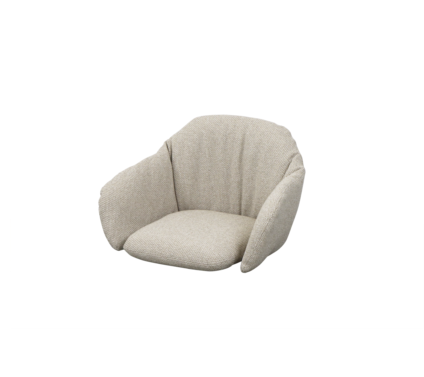A cozy, modern armchair with a soft, textured fabric and a stylish curved design, perfect for relaxed seating.