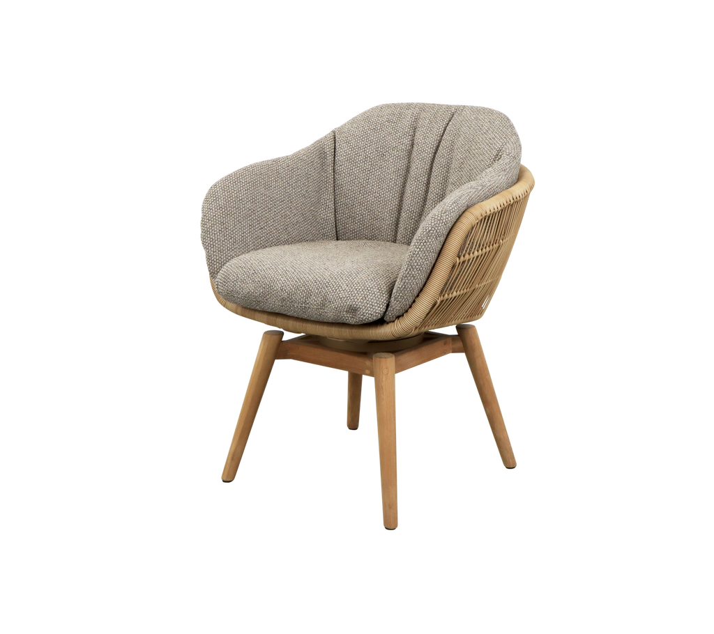 Light brown chair with grey cushion in a modern design.
