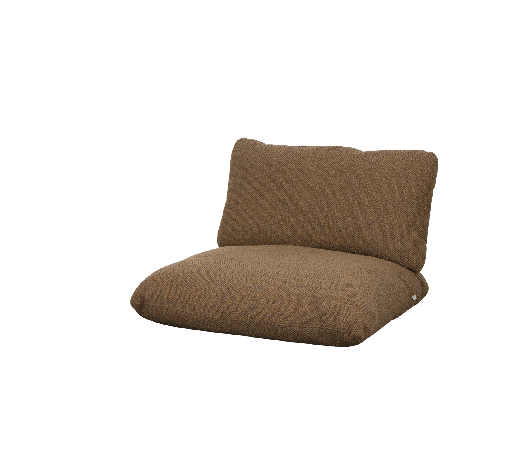 Brown cushioned chair with a backrest, designed for comfort and relaxation, featuring a soft, textured fabric.