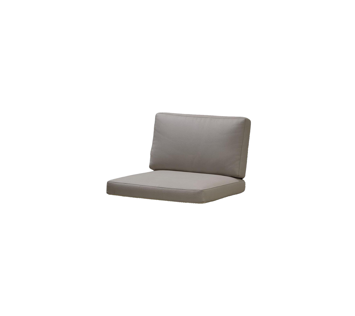Cushion with a simple, modern design featuring a thick backrest and seat in a neutral color. Perfect for comfort and style.