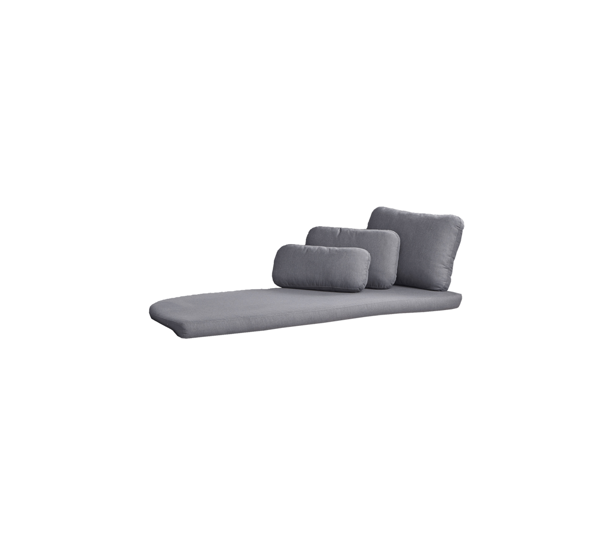 A modern, sleek gray lounge chair with three plush cushions of varying sizes for comfort and style.