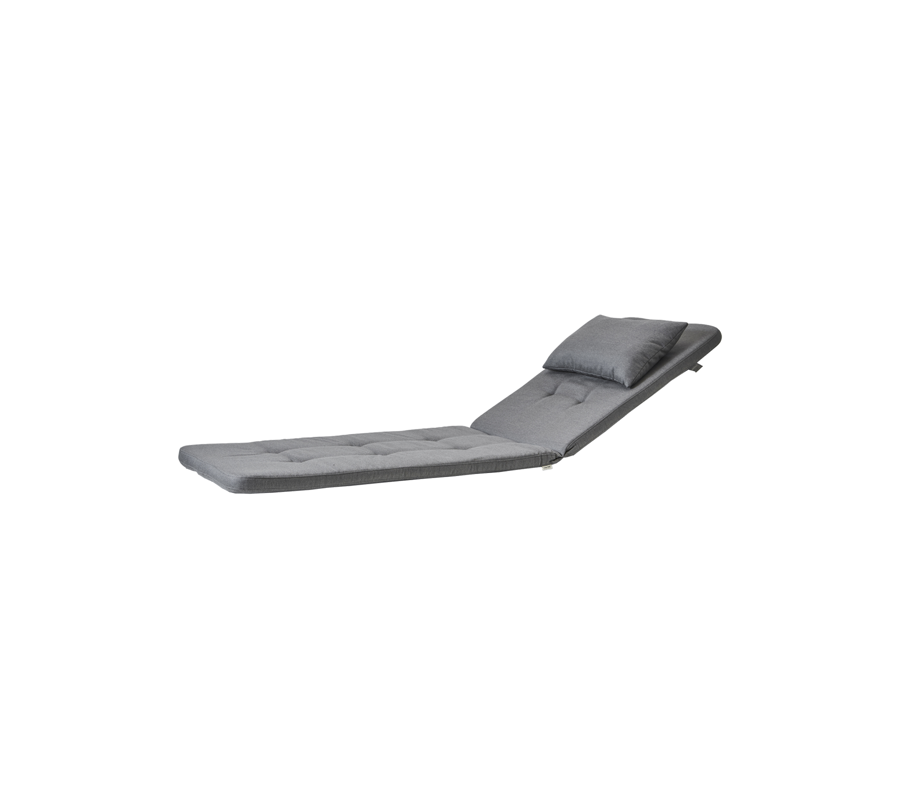 Stylish adjustable chaise lounge in a modern gray fabric, featuring tufted design and a comfortable headrest. Perfect for relaxing.