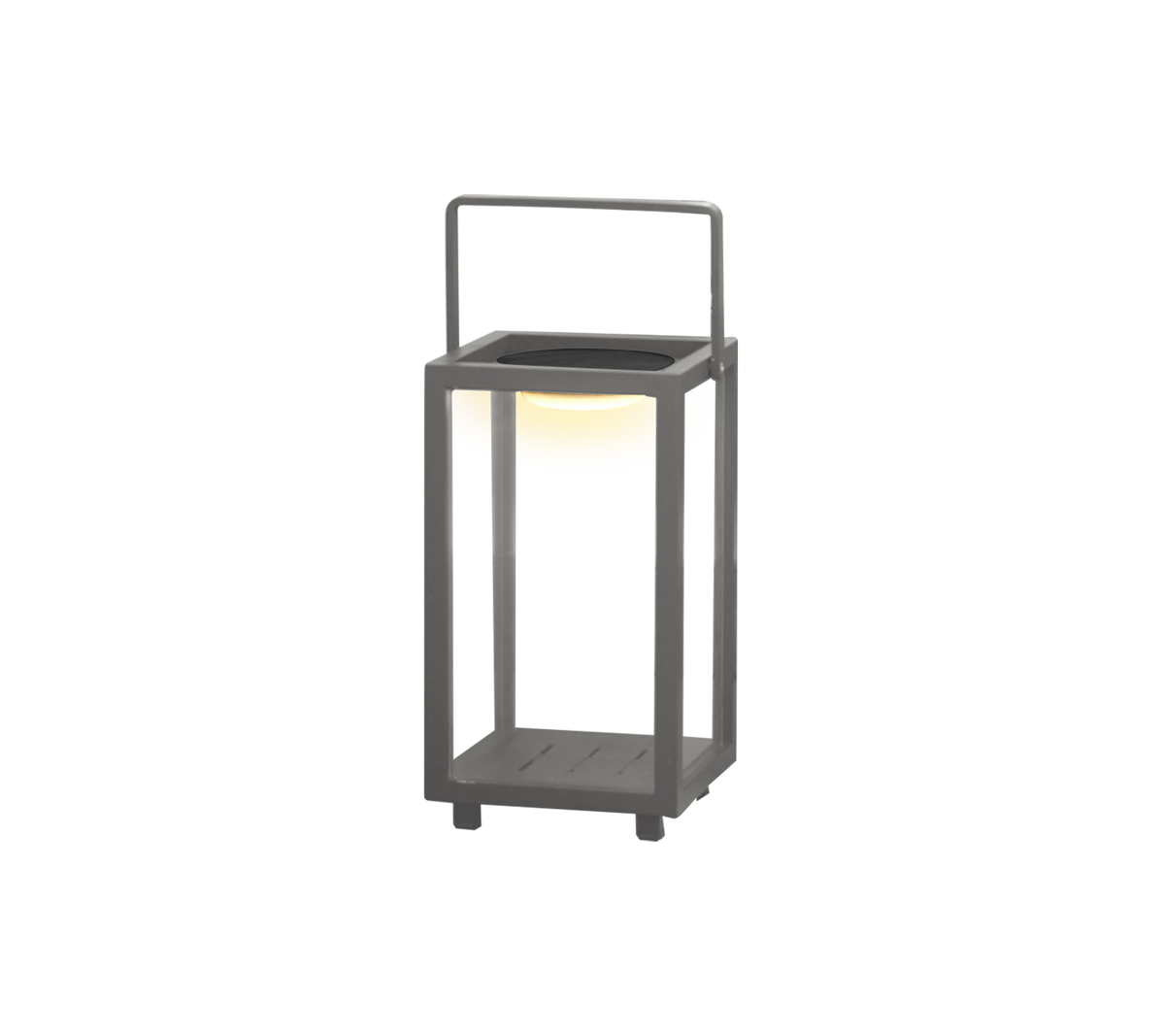 A modern LED lantern featuring a sleek design with a handle, providing stylish illumination in any setting.