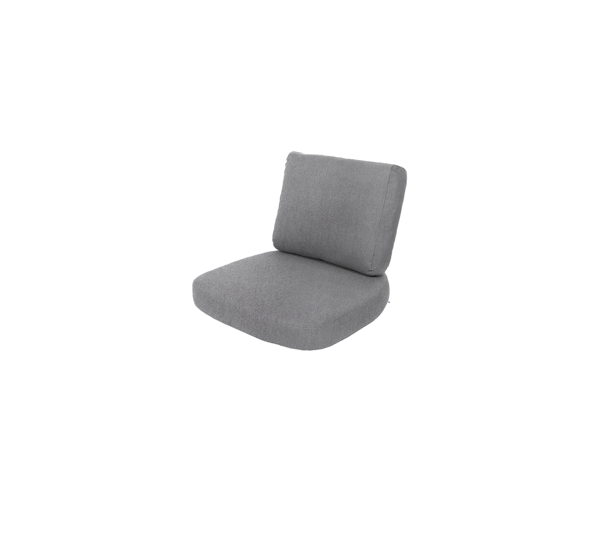 Gray cushioned chair with a simple design, featuring a comfortable backrest and seat for relaxation.