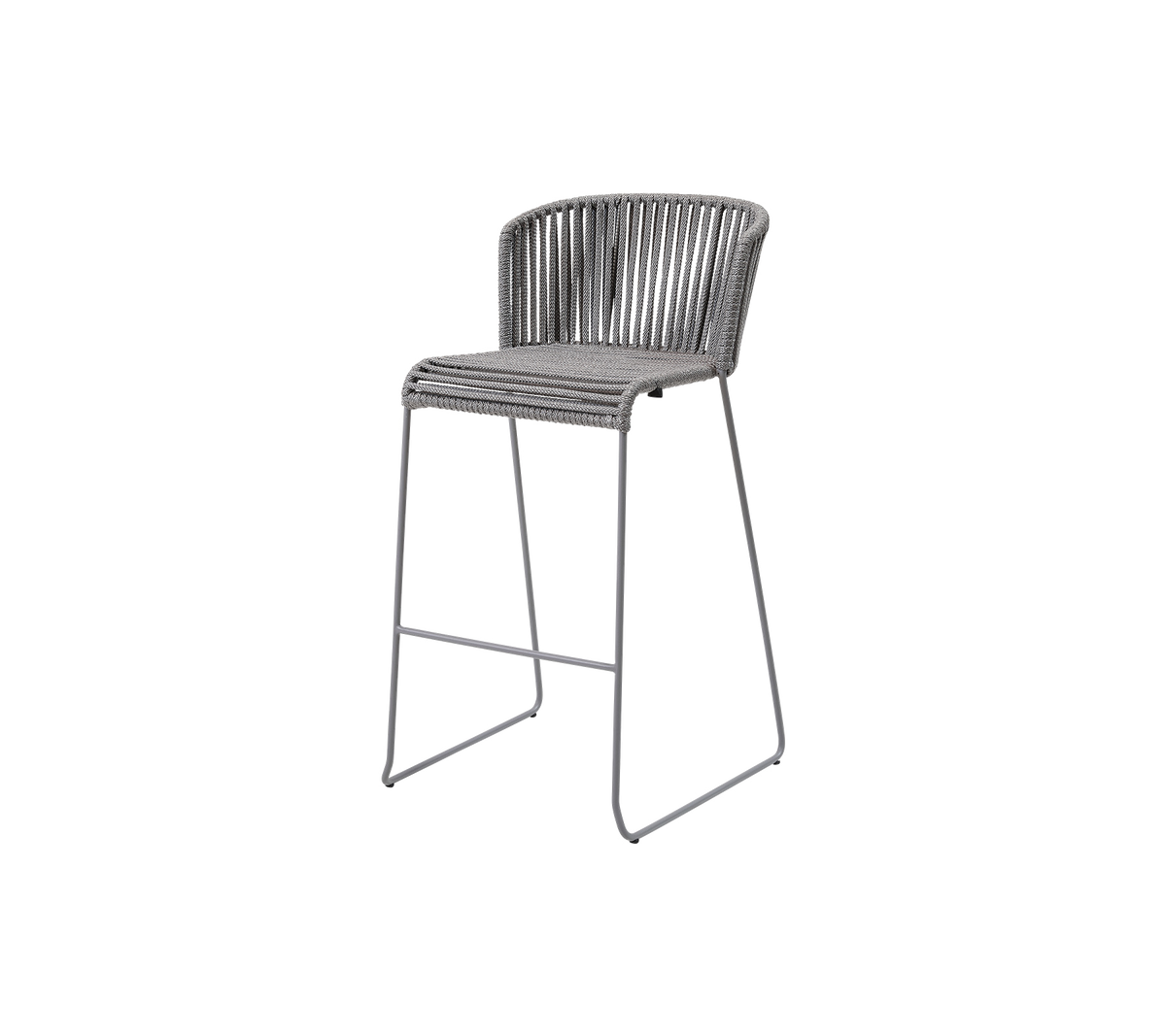 A stylish, elevated chair with a sleek metal frame and a modern woven seat design in a neutral tone, ideal for contemporary spaces.