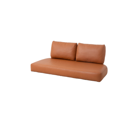 Brown sofa with two back cushions, featuring a sleek and modern design. Perfect for stylish seating in any space.