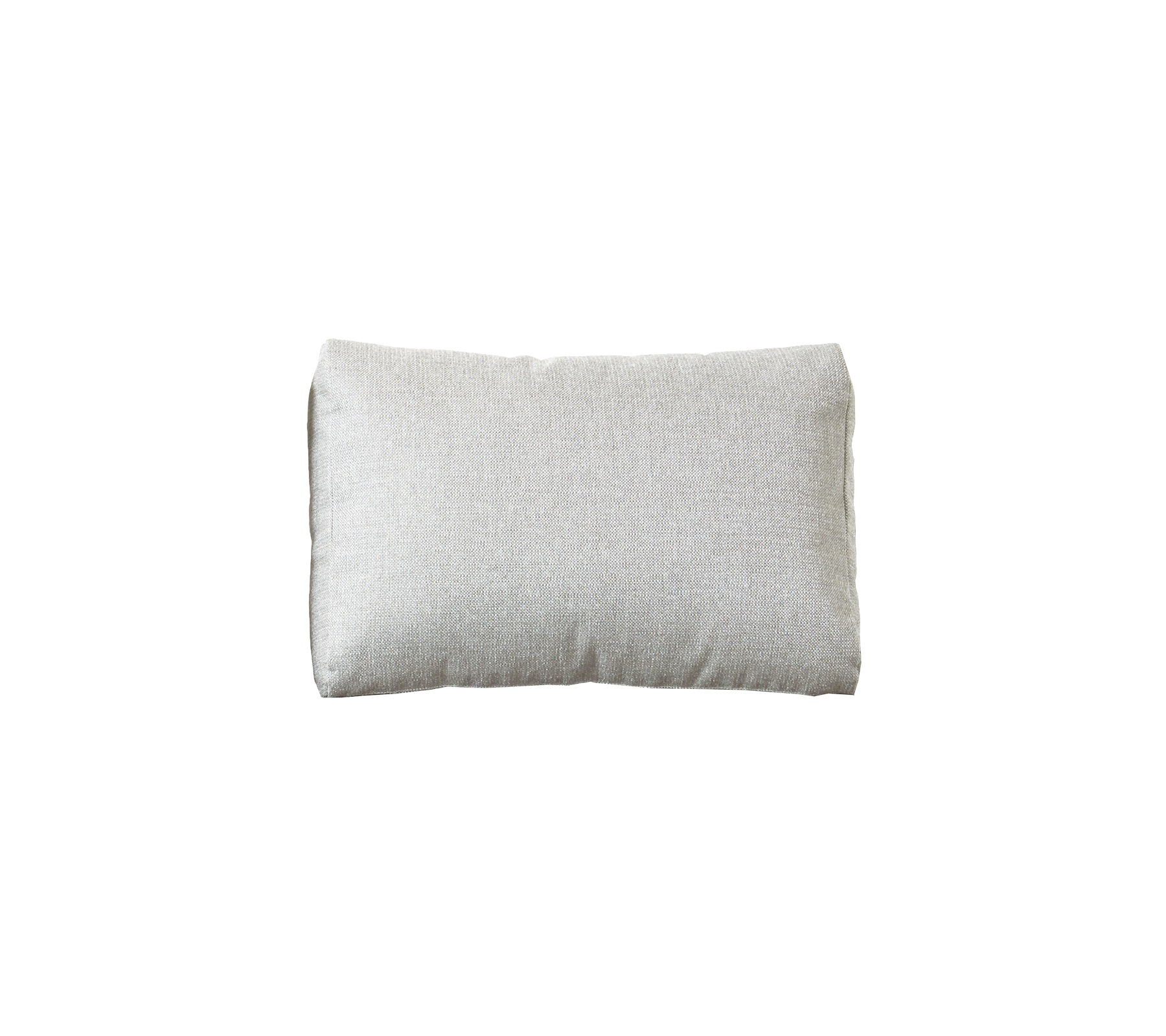 Soft rectangular pillow in a light, neutral fabric, designed for comfort and aesthetic appeal. Ideal for home decor or relaxation.