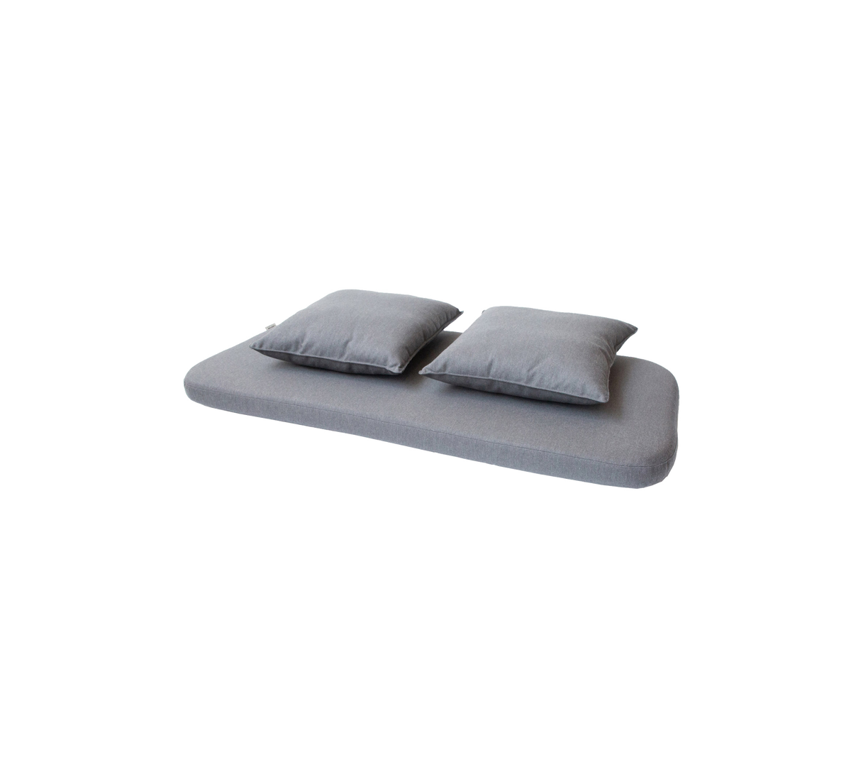 Gray mattress pad with two matching pillows on top, designed for comfort and relaxation.