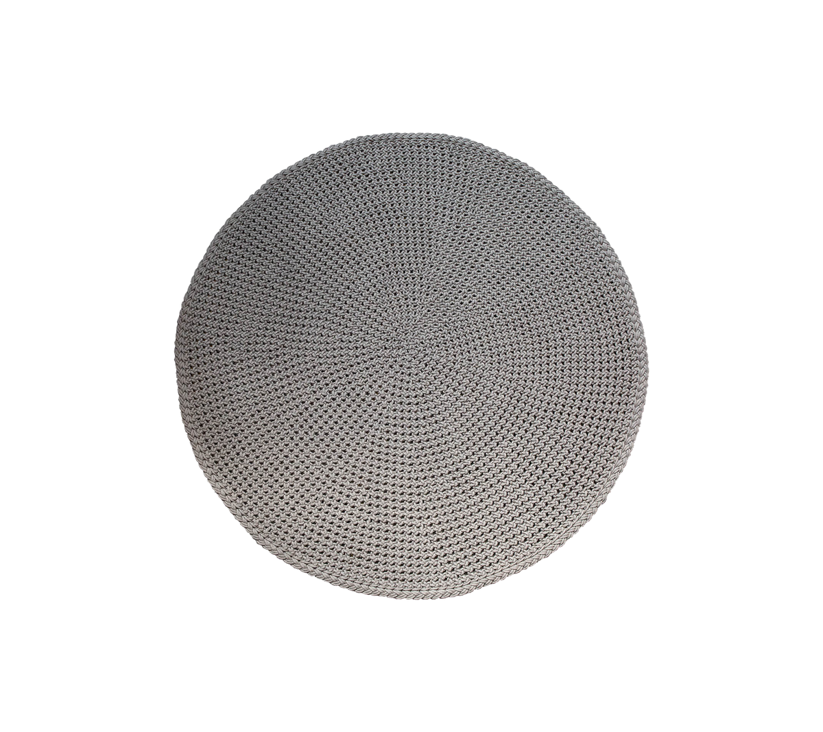 Round taupe rug, 200 cm diameter, with a textured surface and medium braid design, made from Cane-line Soft Rope.