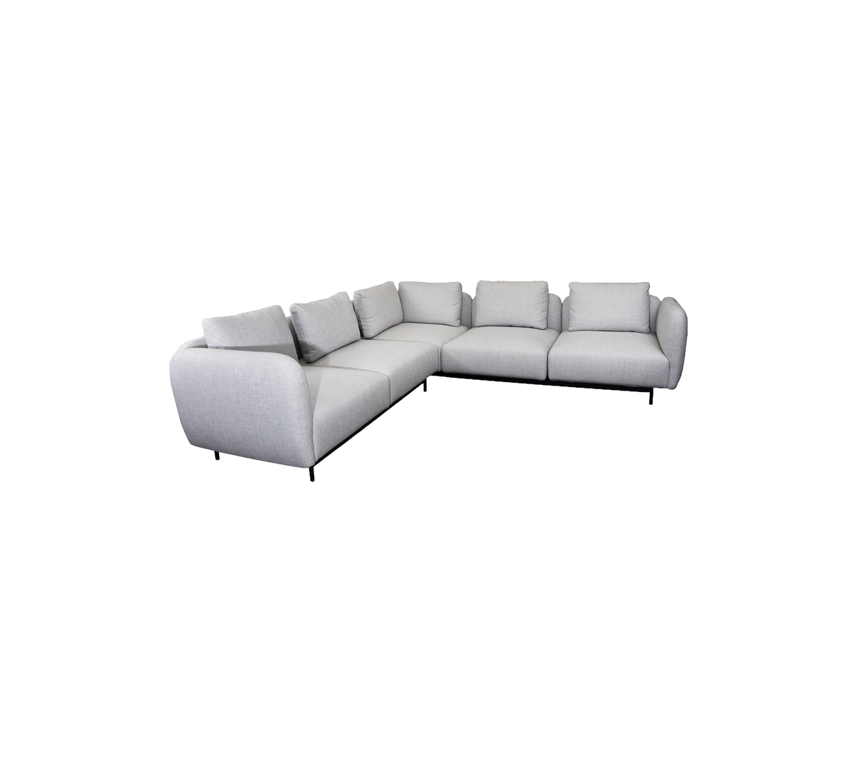L-shaped gray sectional sofa with plush cushions, featuring clean lines and minimalistic design for modern decor.