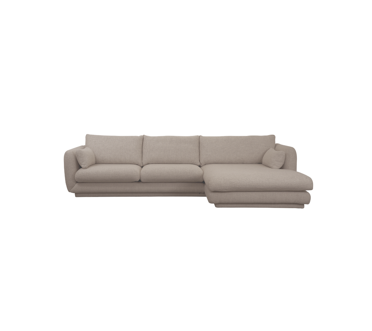 Light brown sectional sofa with a modern design.
