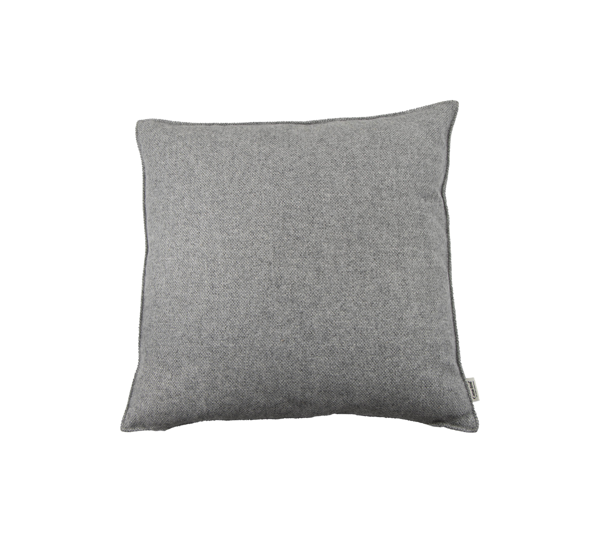 Gray square cushion with a textured fabric, perfect for adding comfort and style to any space.