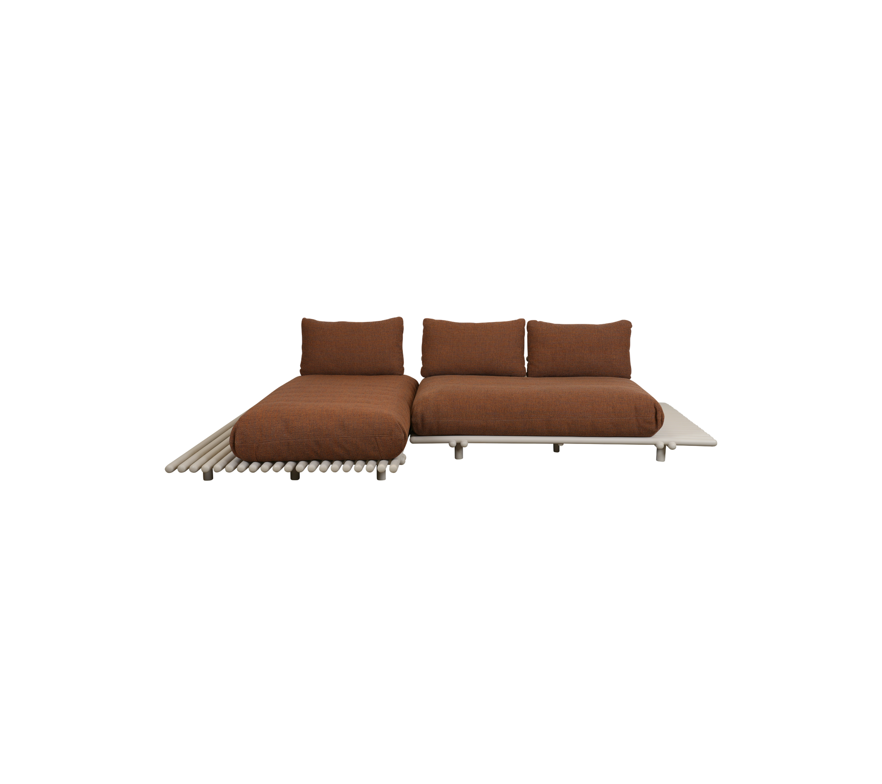 Sticks platform, sofa w/ chaise lounge